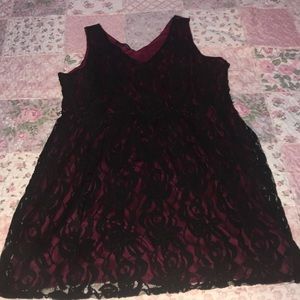 Black lace and maroon dress!